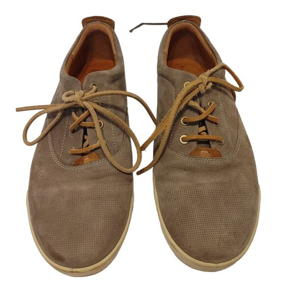 Ecco Kyle Suede Lace Up Casual Lifestyle Shoes Low Top Taupe Mens US 10 EU 43 - Picture 2 of 8